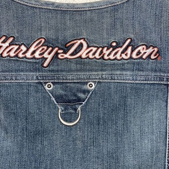 Harley Davidson Jean Vest Biker Patches Trucker - Picture 9 of 9
